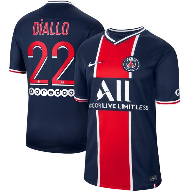 PSG Home Kit Soccer Jersey Diallo #22 2020/21